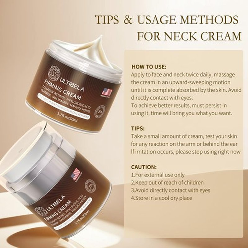 Regine Switzerland Neck Cream - Deep Hydration & Firming with Retinol, Collagen & Honey | 1.7 Fl Oz