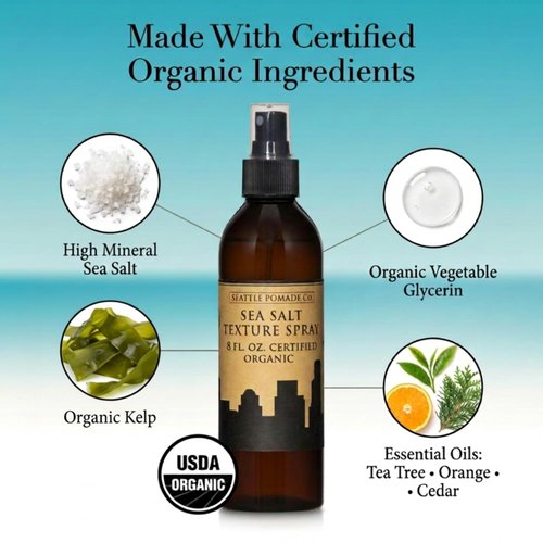 Seattle Pomade Co. Organic Sea Salt Spray - Natural Non-GMO & Vegan Hair Styling | 8 fl oz
