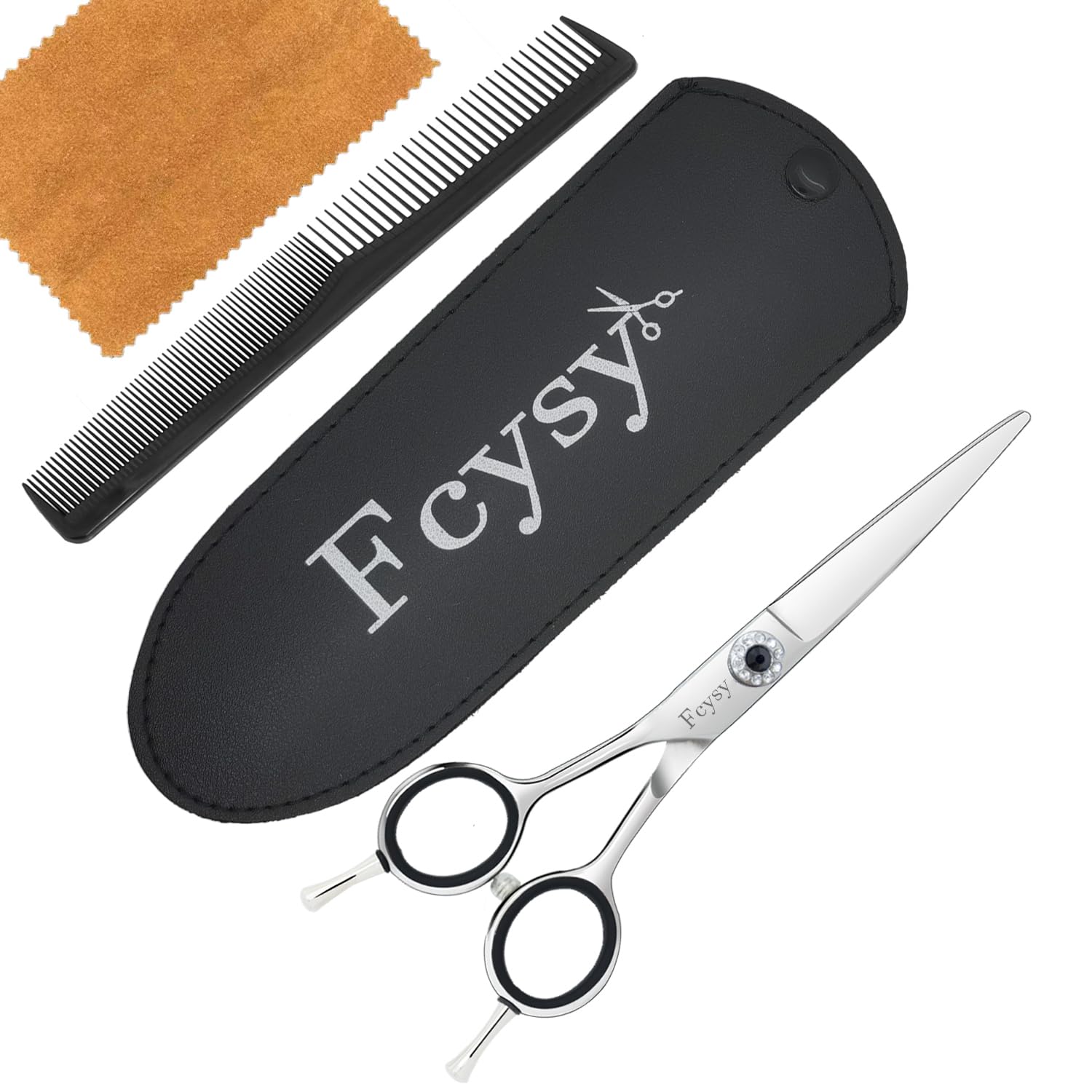 Left Handed Hair Cutting Scissors, Fcysy Professional 6 In Lefty Barber Shears, Left Hand Salon Haircut Trimming Scissors for Barbers, Stylists & Home Use