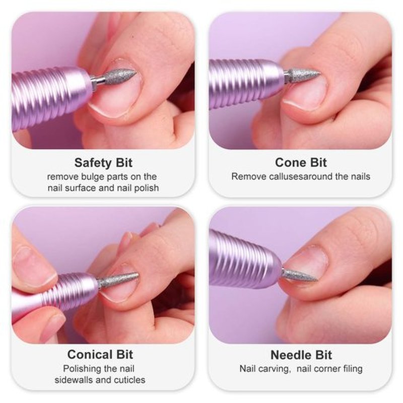 HEBECA 12pcs Nail Drill Bits Set for Manicure Pedicure, 3/32" Diamond Cuticle Electric Nail File and Ceramic Acrylic Gel Nail Bit Kit - Ideal for Home Salon Use AD3001