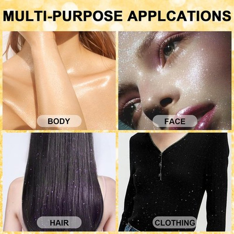 Champagne Gold Body Glitter Spray 10g, Holographic Shimmer Mist for Hair, Face Body, Long-Lasting Festival and Party Makeup Glitter, New Year Eve Glow, DIY Sparkle Powder for Crafts