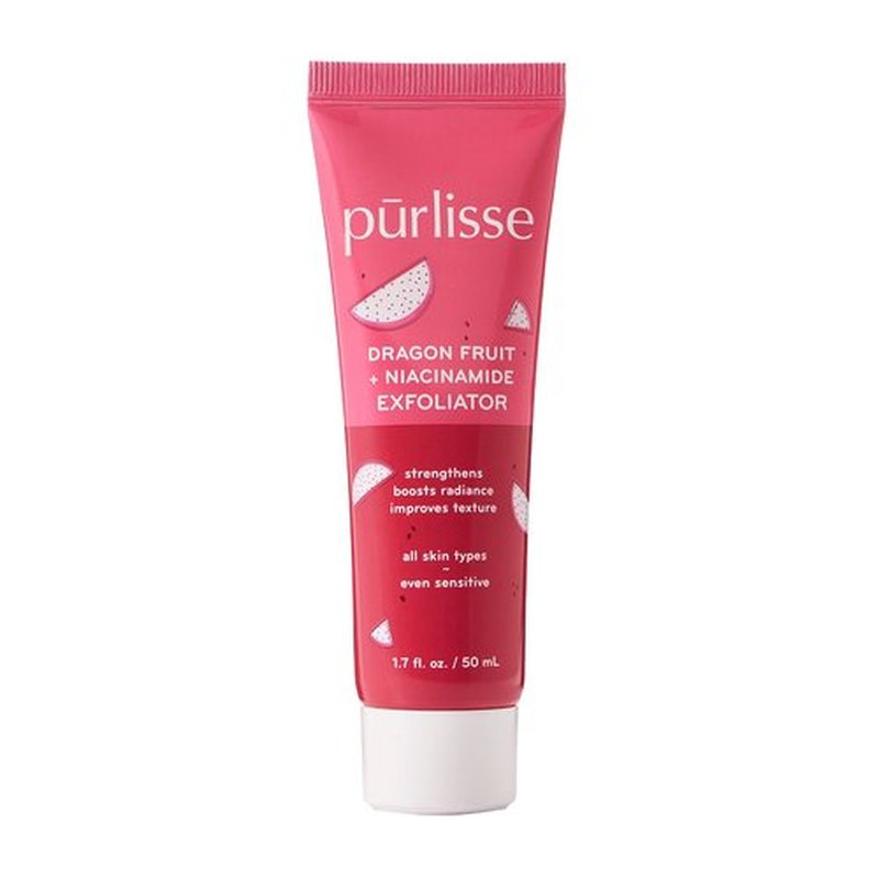 pürlisse Dragonfruit + Niacinamide Face Exfoliator Scrub - Exfoliating Face Wash for Radiance & Improved Texture - Strengthens Skin Barrier, Reduces Blemishes & Fights Signs of Aging (1.7 Fl oz)