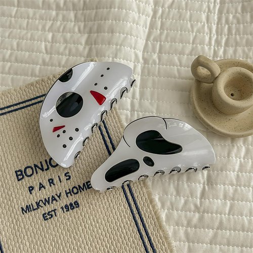 2 Pcs Halloween Big Hair Claw Clip Skull Hairpin Punk Ponytail Scream Grimaces Scary Styling Shark Clip Funny Hair Accessories Halloween Styling