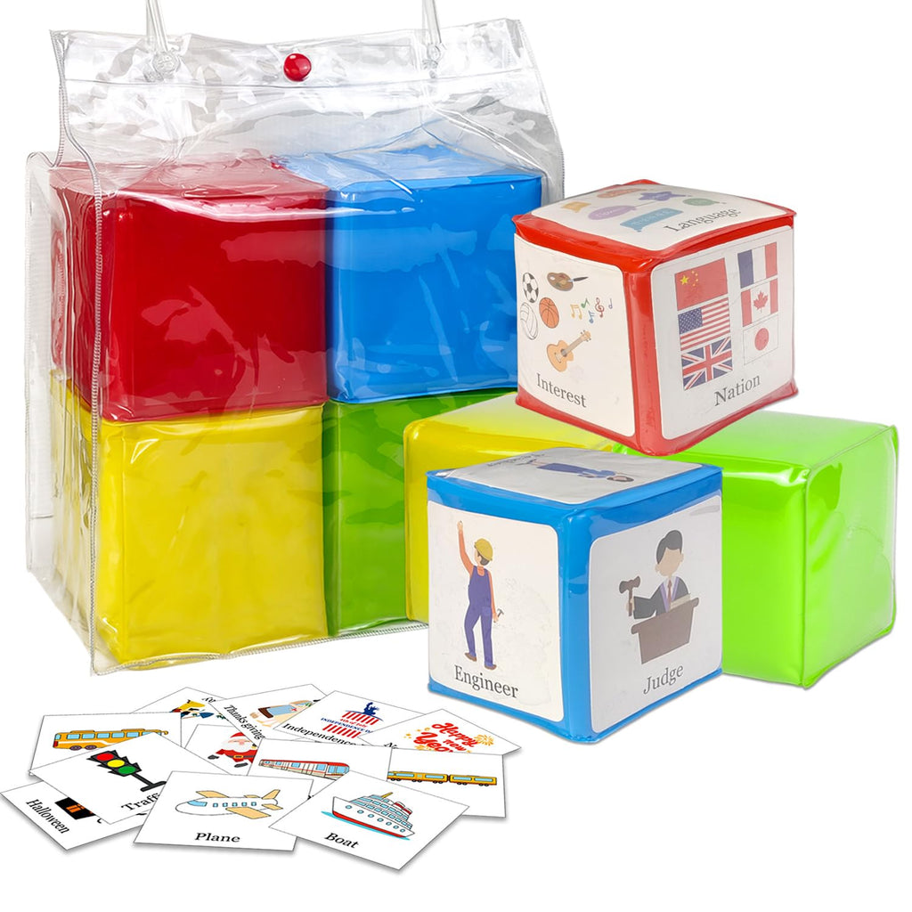 BOHEMIABY Pocket Foam Dice for Kids Playing Game for Classroom Teaching, Education Soft Story Cubes Story Dice Toys for School Learning Activities(Set of 4)