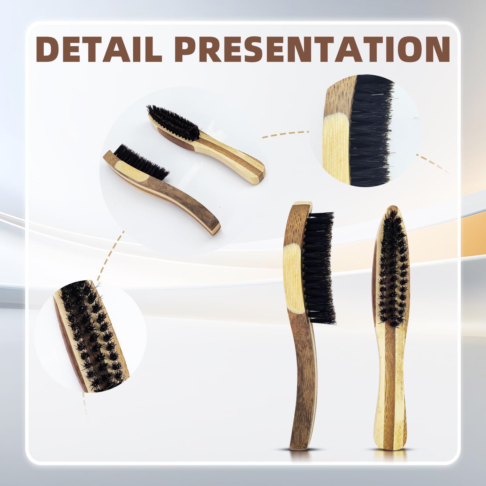 2 Pcs Beard Styling Brush, Bamboo with Natural Boar Bristles Beard & Mustache Brush for Men, Ergonomic Design Detangling Smoothing Tool for Thick Coarse Hair