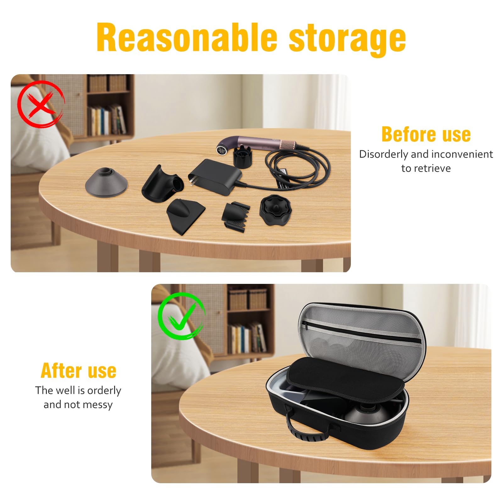 XINGFUDAO Carrying Case Compatible with Dyson Supersonic Nural and Supersonic R, Hard Travel Case for Hair Dryer, Black