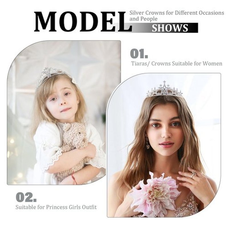 Tihebax 12 Pcs Tiaras Crowns Headbands for Women Girls Silver Princess Tiara Bulk Crown Tiaras Rapunzel Crown for Wedding Birthday Crystal Tiara for Prom, Bride, Pageant, Halloween