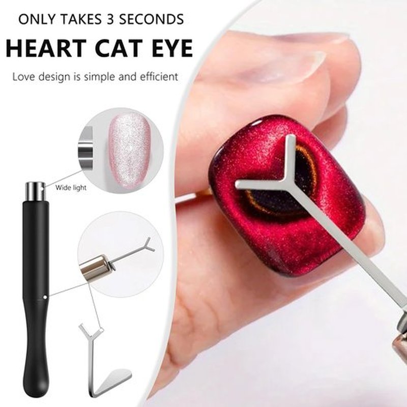 MOLILON 61Pcs Cat Eye Nail Magnet Tool Set, Cat Eye Heart Magnet for Nails, Cat Eye Gel Nail Polish Magnets, Strong Magnetic Tools Heart Cat Eye Magnet Tool for Nails DIY Manicure Designs
