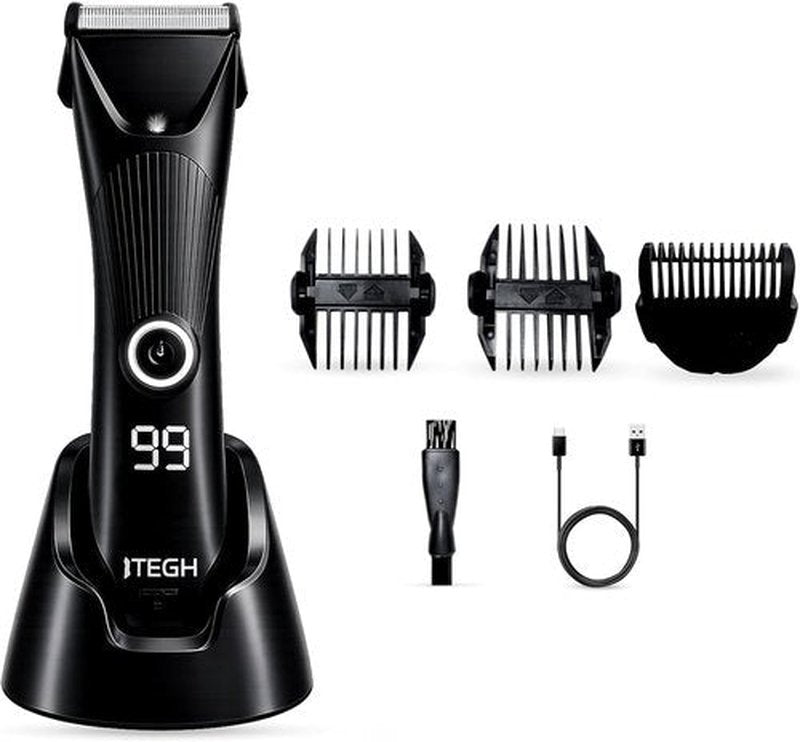 TEGH Men's Beard & Hair Grooming Trimmer - Cordless Waterproof Electric Trimmer with Adjustable Guards