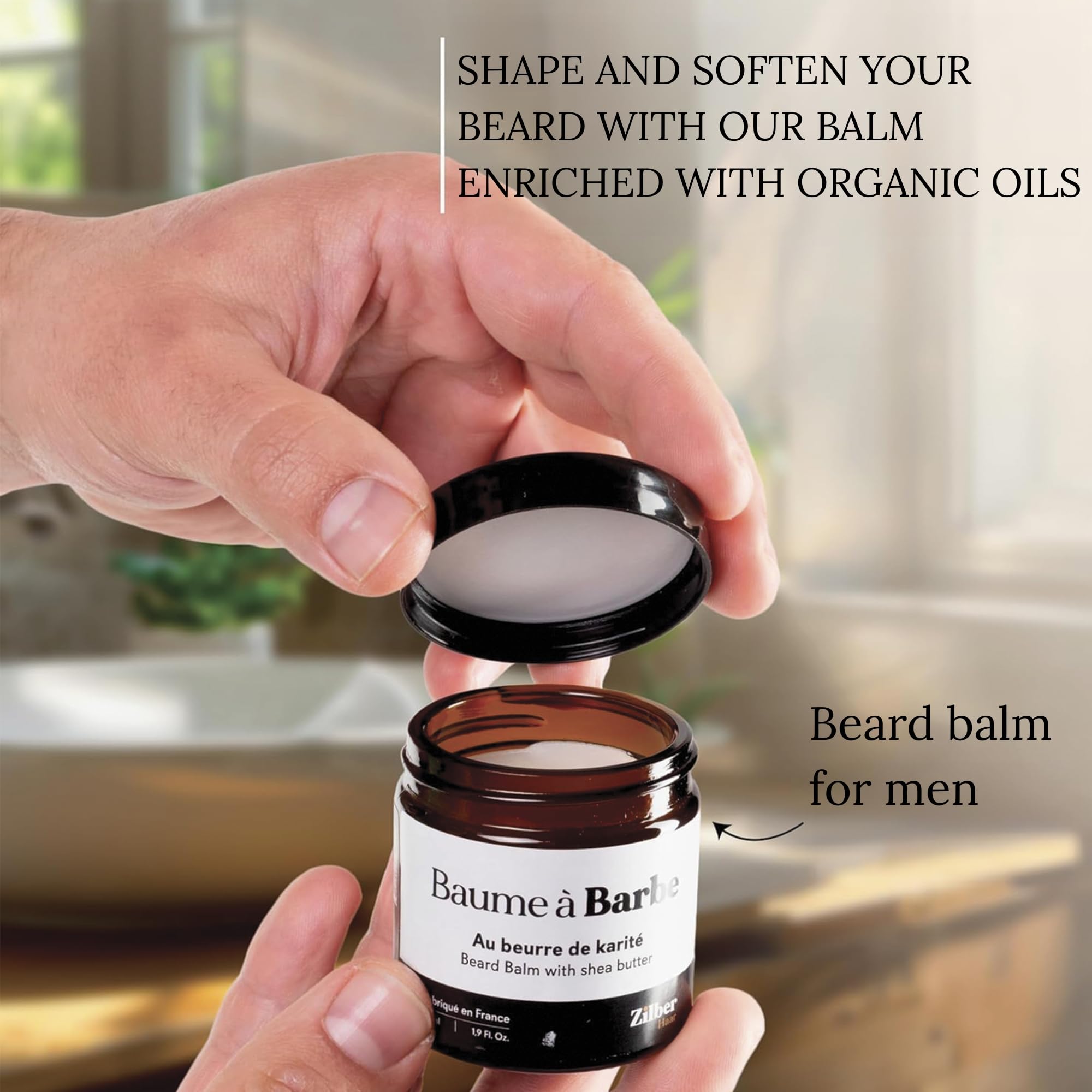 Beard Brush by ZilberHaar - Stiff Boar Bristles for Men's Grooming - Straightens and Promotes Growth - Works with Beard Oil and Balm - For Beard Kits