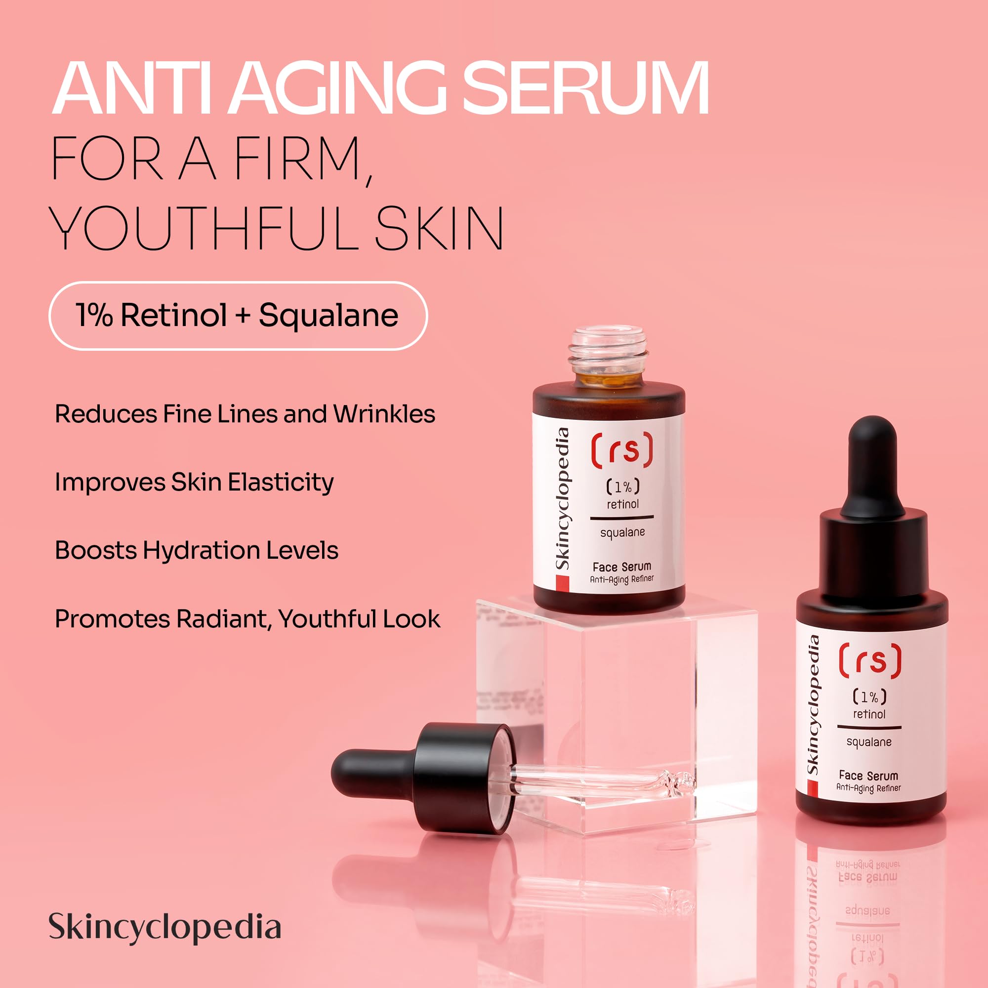 Skincyclopedia Retinol Face Serum, Brightens Skin Tone, Wrinkle & Fine Lines Refinement, Blemish Correction, Luminous Appearance & Smooths Skin