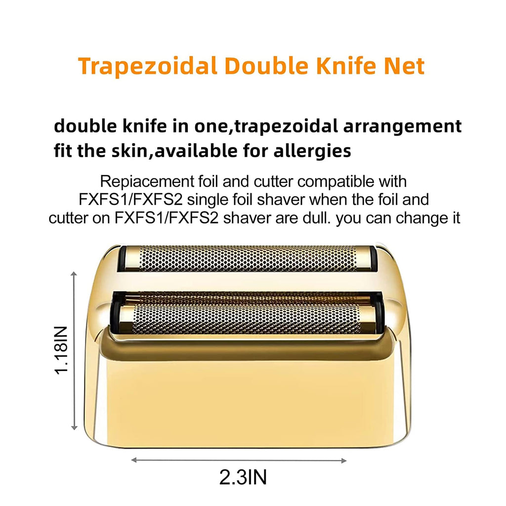 VALLNEI Replacement Foil and Cutters Compatible with BaBylissPRO Double Foil Shaver, Replacement Foil Compatible with BaBylissPRO FXFS2 Shaver,2 PACK (Golden)