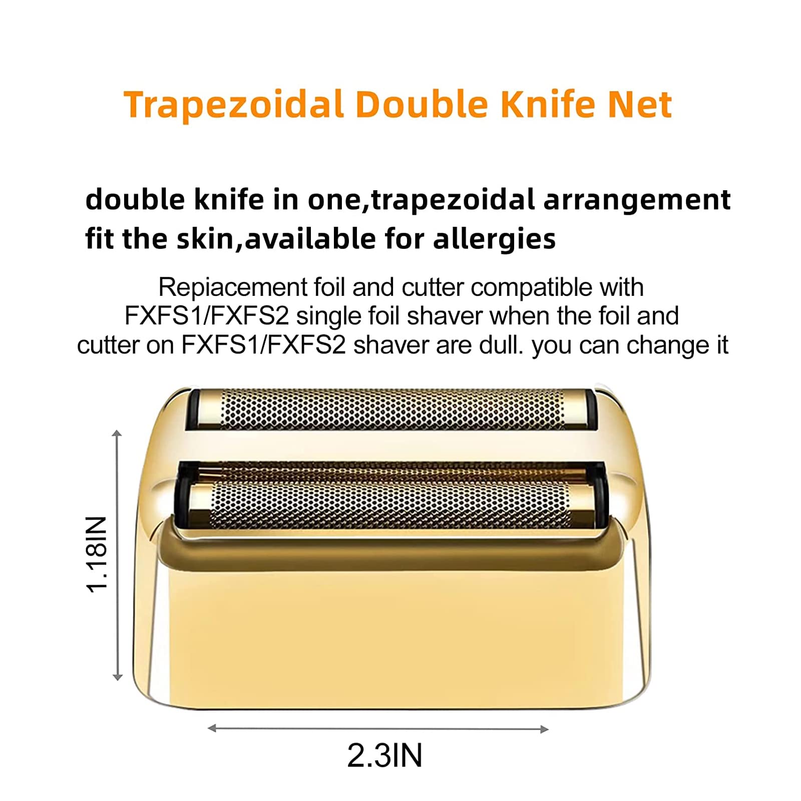 VALLNEI Replacement Foil and Cutters Compatible with BaBylissPRO Double Foil Shaver, Replacement Foil Compatible with BaBylissPRO FXFS2 Shaver,2 PACK (Golden)