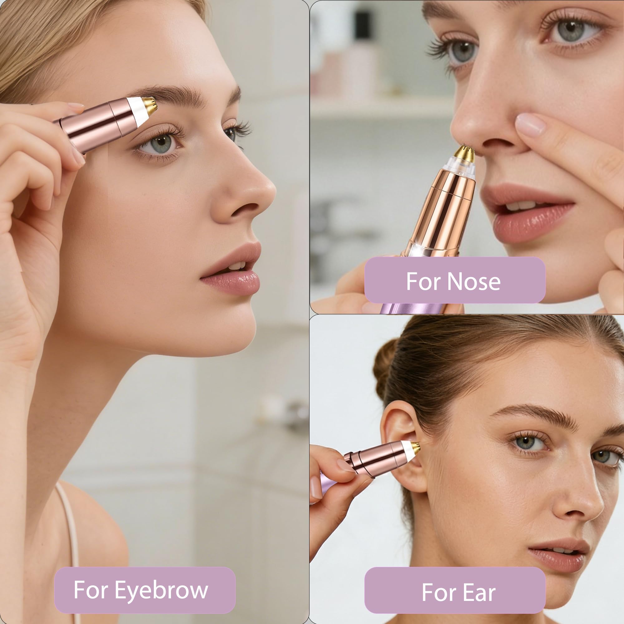 gurelax Eyebrow Trimmer for Women,Electric Eyebrow Hair Remover, Painless Brow Razor Shaper with LED Light, USB Rechargeable, Eye Brow and Face Epilator