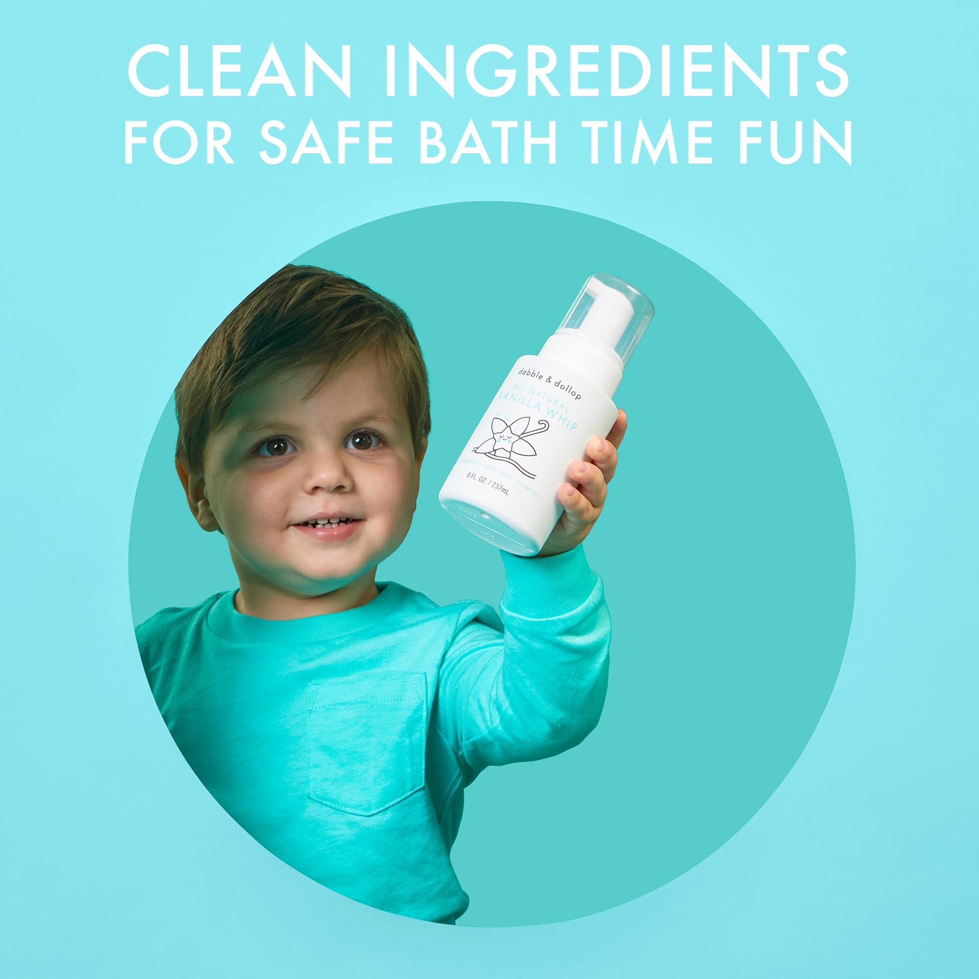Dabble & Dollop Tangerine + Vanilla Kids 3-in-1 Body Wash, Shampoo & Bubble Bath Bundle – Gel + Foam Whip Set, Tear-Free, Gentle, Natural-Origin, Hypoallergenic and Safe for Sensitive Skin (Pack of 2)