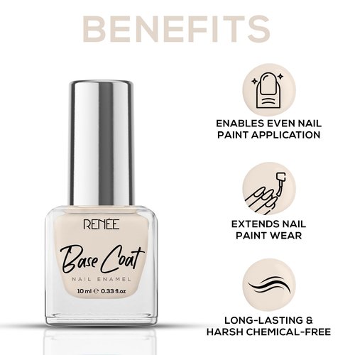 RENEE Base Coat Nail Enamel, Quick Drying, Long Lasting, Chip Resisting Formula with Full Coverage, One Stroke Application, Translucent Layer, 10 Ml