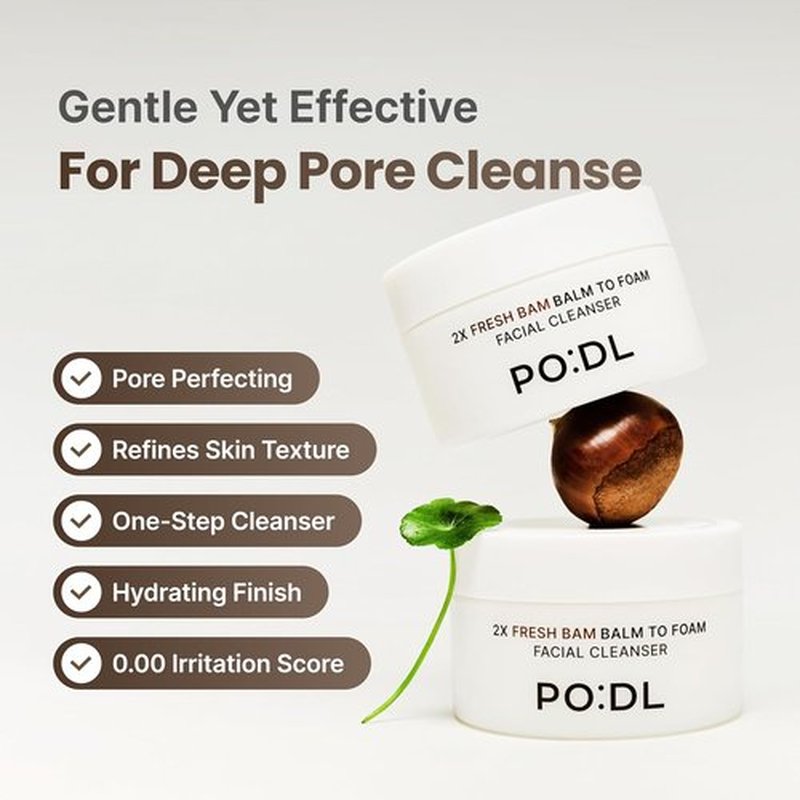 PODL Balm to Foam Cleanser - Deep Cleansing Makeup & Sunscreen Remover | Exfoliating Vegan Skincare | 4.39 fl oz