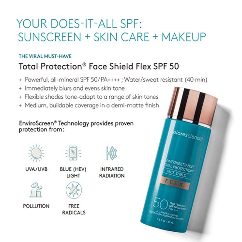 Colorescience Total Protection Face Shield Flex SPF 50 - Broad Spectrum Sunscreen, 1.8 fl. oz.