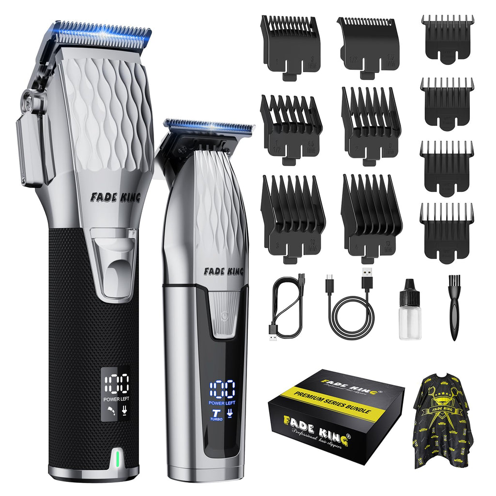 FADEKING® Professional Hair Clipper and Beard Trimmer Kit for Men, Cordless Hair Cutting & Grooming Set with Zero Gap T-Blade Trimmer, Barber Hair Trimmer for Home Use, Mens Grooming Gift for Men