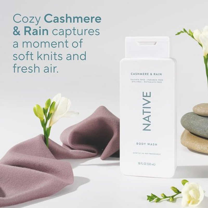 Native Body Wash - Naturally Derived Ingredients for Soft, Hydrated Skin | Cashmere & Rain, 18 oz