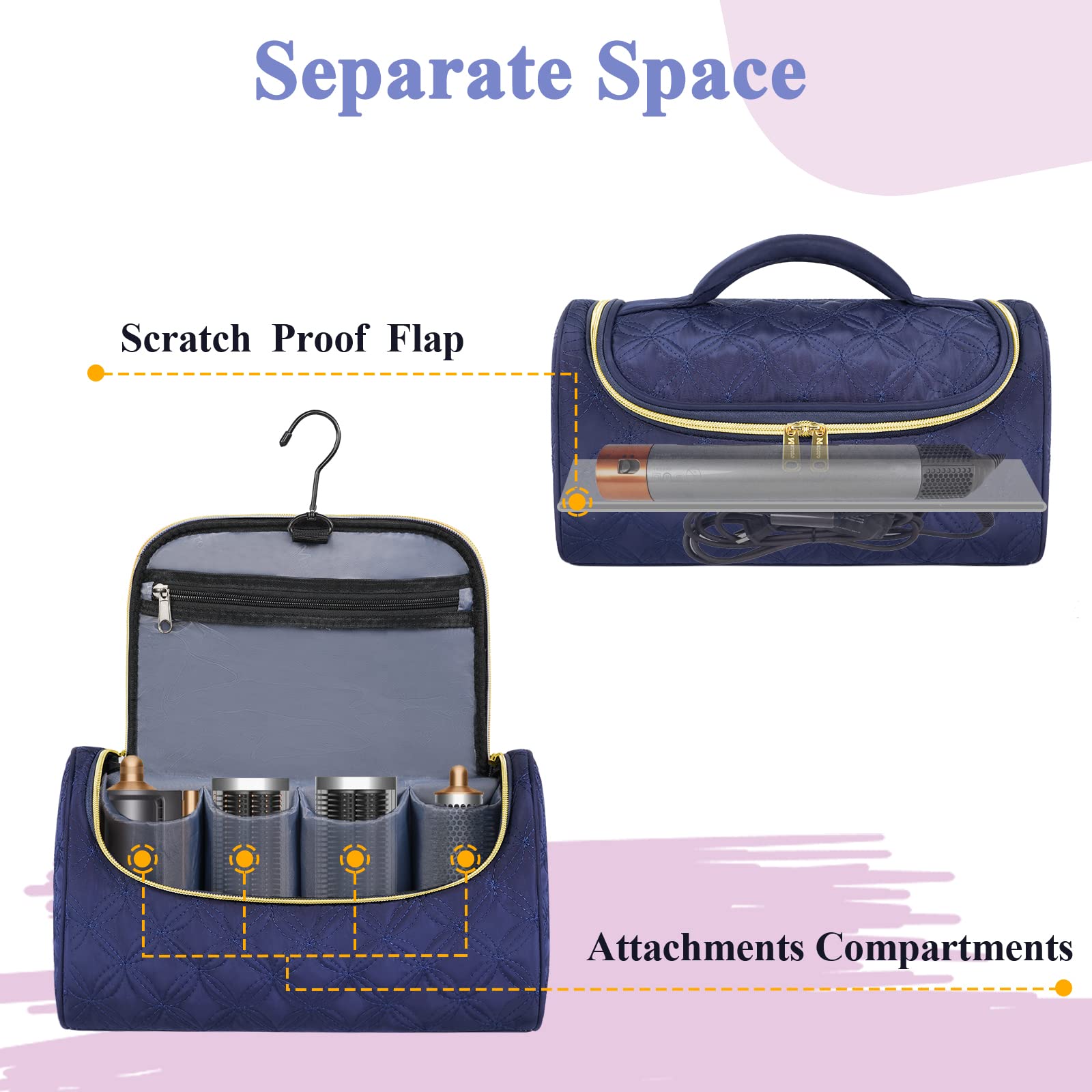 Mancro Padded Travel Case Compatible with Dyson Airwrap, Blue