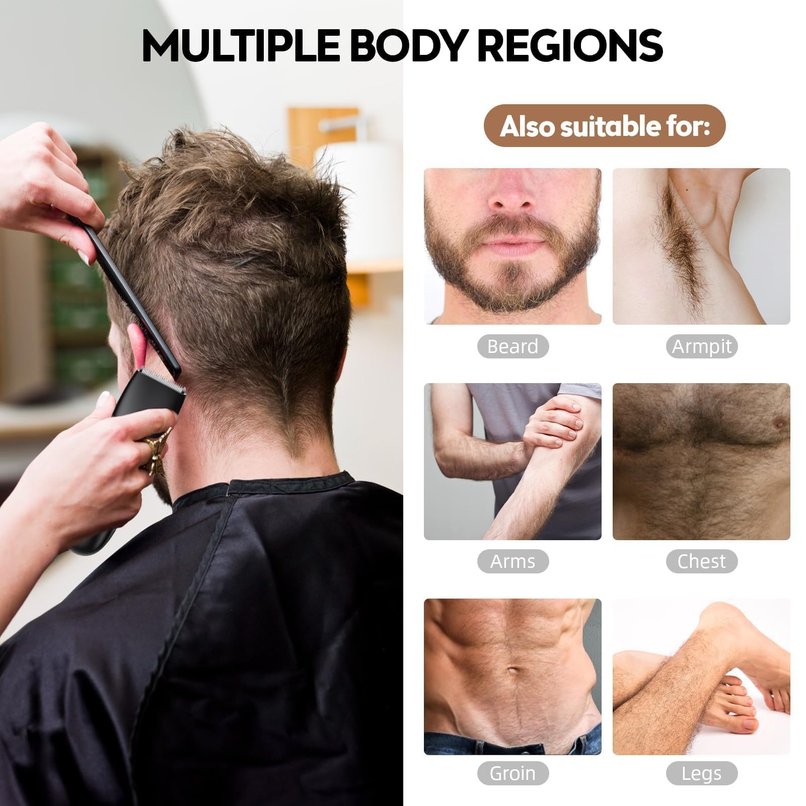 FlyCoco Body Hair Trimmer for Men and Women, Electric Groin and Body Hair Shaver - No Nick, No Cut, No Razor, No Burn Pubice Electric Shaver, Waterproof Full Body Groomer with Standing Recharge Dock