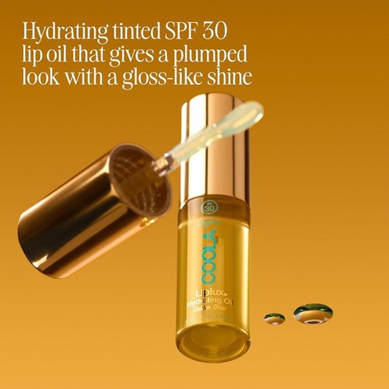 COOLA Organic Liplux Lip Oil - SPF 30 Lip Gloss Sunscreen, Vegan & Gluten-Free, 0.11 Fl Oz