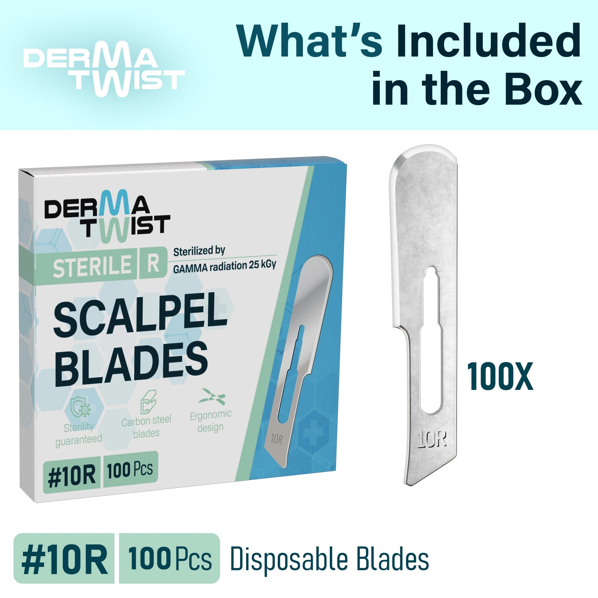 DermaTwist 10R Blades Dermaplaning 100-Pack Sterile Dermaplaning Razors for Women Face â 10R Dermaplane Blades for face