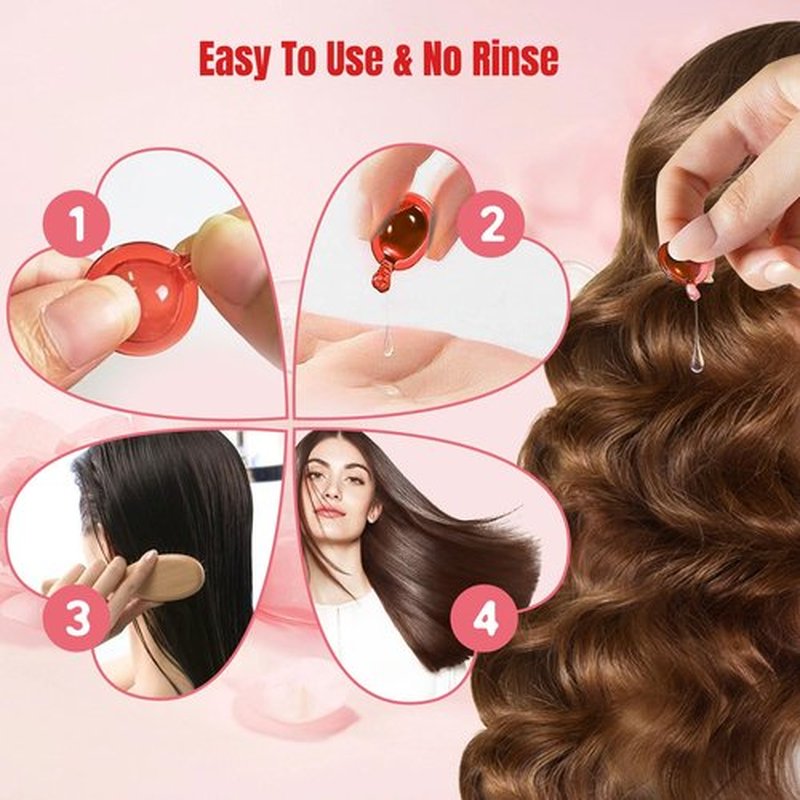 PodaFu No Rinse Hair Treatment Serum, 40 Pcs Moisturizing Oil Capsules Make Hair Shiny with Avocado, Argan Oil & Vitamins A, C, E, B5