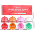 Skiennix Lip Mask Set - 4 Pcs Overnight Lip Care Gift for Women & Teens | Hydrating Shea Butter & Hyaluronic Acid