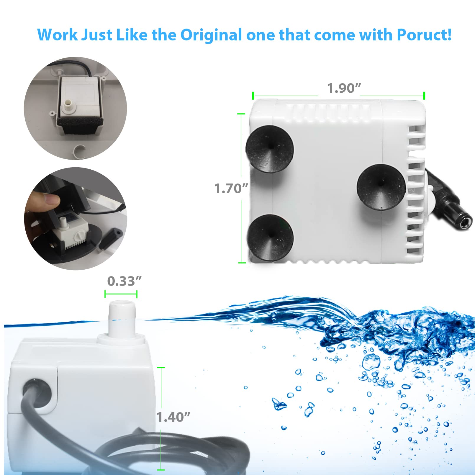 Aerogarden Replacement Pump Compatible with Harvest Bounty Farm Extra Ultra all models, Pump replacement model #200623, Included Extra 10 Pump Filters