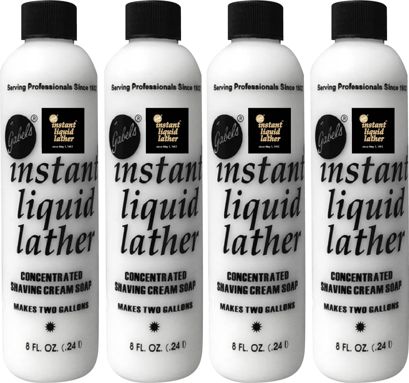 Instant Liquid Lather (8oz) Concentrated Gabel's shaving soap (4) for Lather Machine. Authentic Manufacturer Direct sealed bottle with black logo label