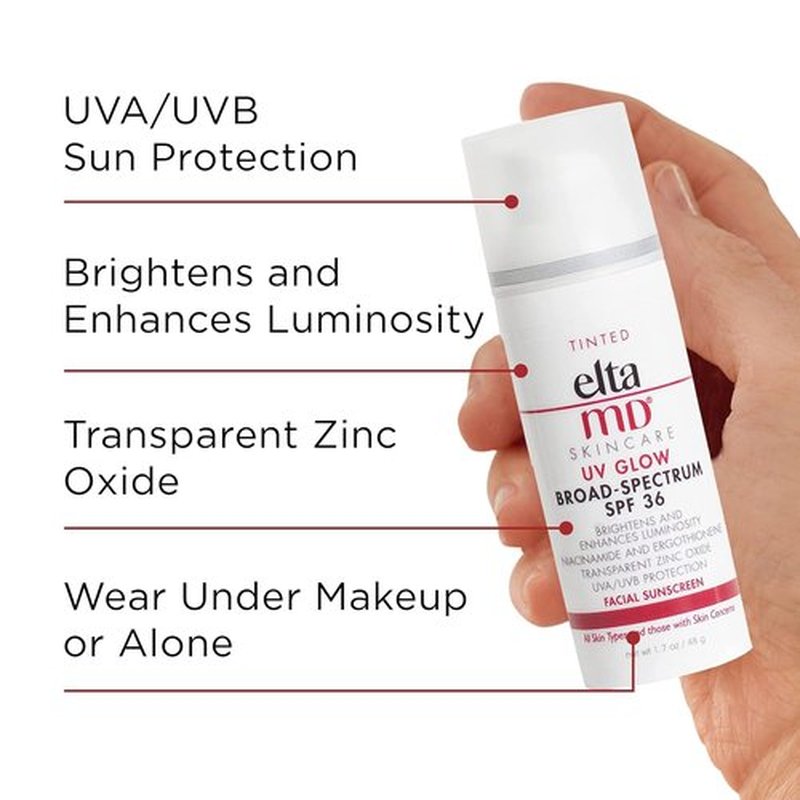 EltaMD UV Glow Tinted Sunscreen - SPF 36 Mineral Primer for Dewy Skin, Brightens & Hydrates, 1.7 oz