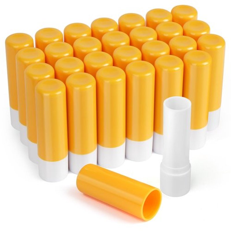 LotFancy Lip Balm Tubes Empty, 28Pcs 4.5ml, BPA Free & Leak Free, Durable Lip Balm Container Tubes with Yellow Caps, Refillable & Reusable