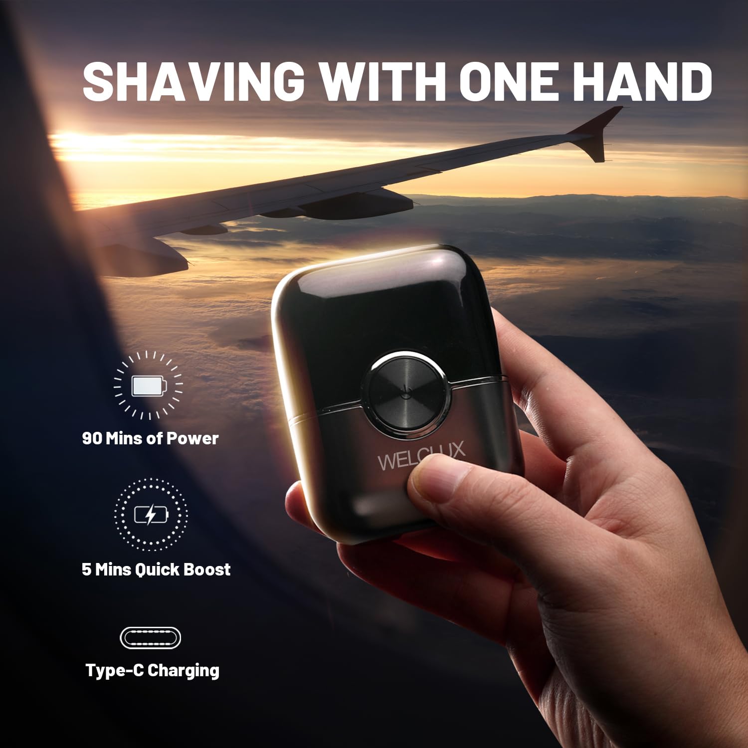 Electric Foil Shaver for Men: Portable Electric Razor for Beard/Face - 4 Floating Blade LED Display USB-C Fast Rechargeable - IPX7 Waterproof for Travel & Home