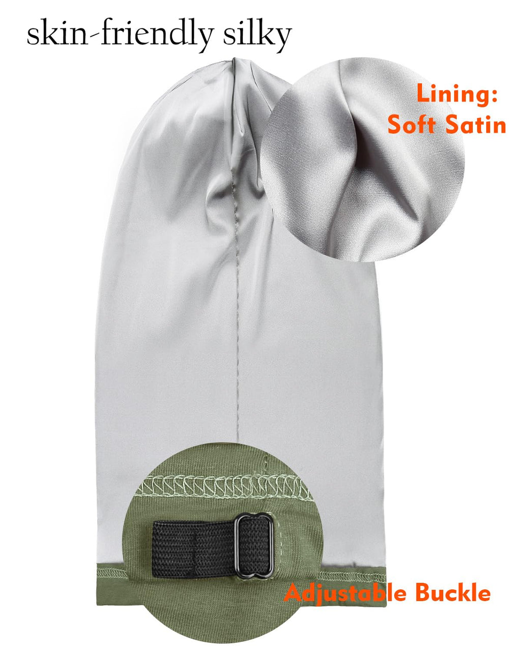 Winitas Long Hair Bonnet for Sleeping Silk Satin Lined Adjustable