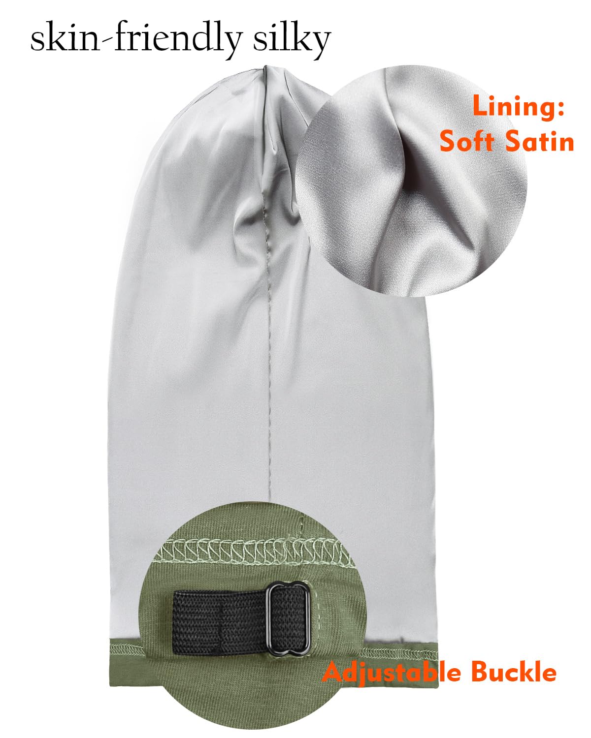 Winitas Long Hair Bonnet for Sleeping Silk Satin Lined Adjustable