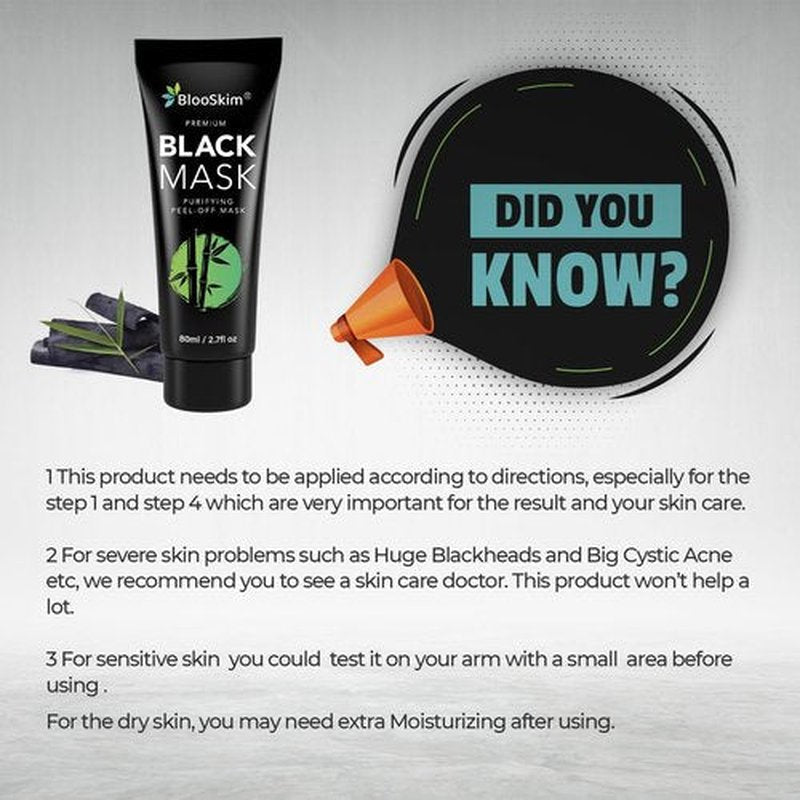 Blooskim Blackhead Remover Mask for Face: Black Peel Off Face Mask – Charcoal Peel Off Face Mask for Oily & Combination Skin – Refreshing Botanical Formula, 2.8 fl oz