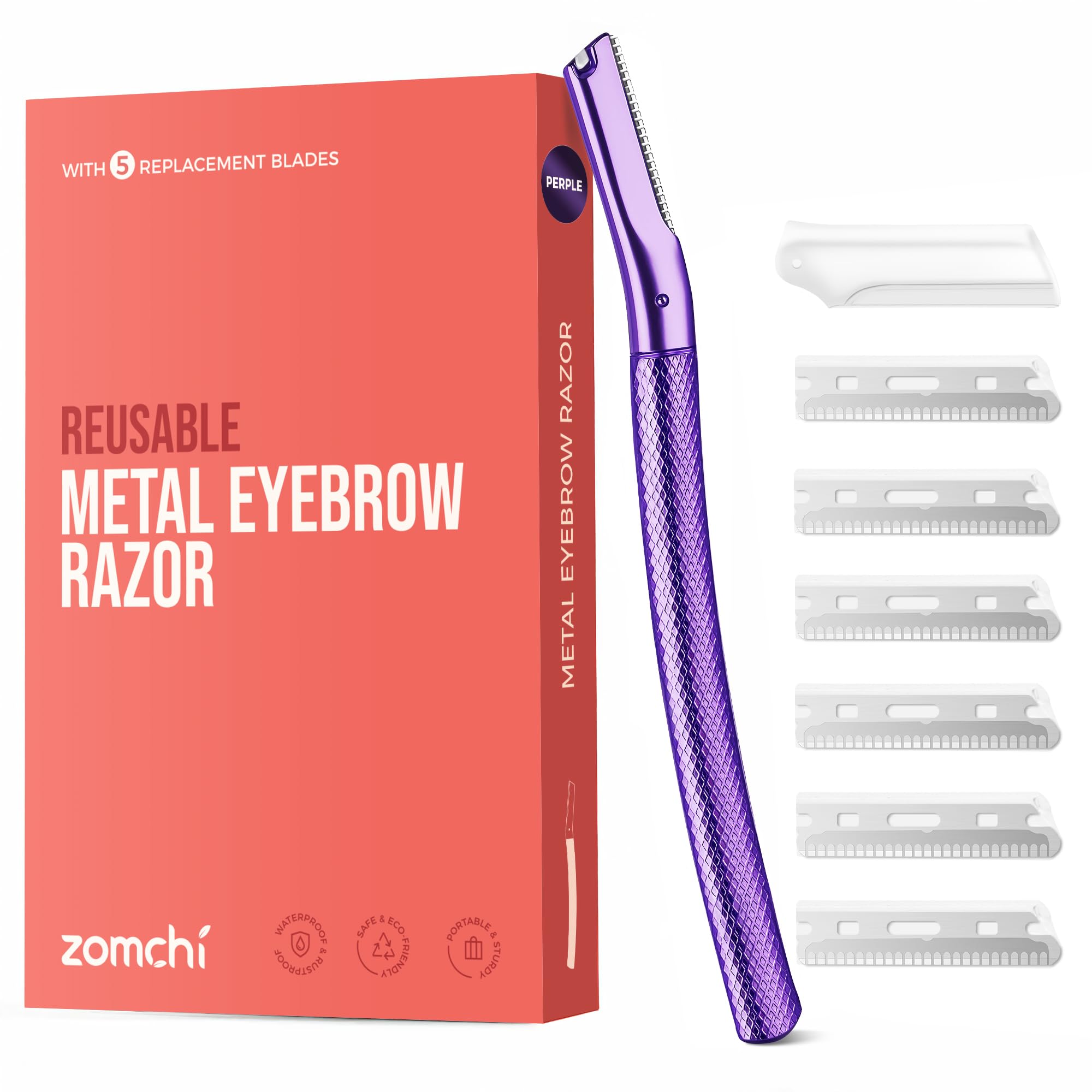 ZOMCHI Eyebrow Razor for Women & Men, Precision Cover, Purple
