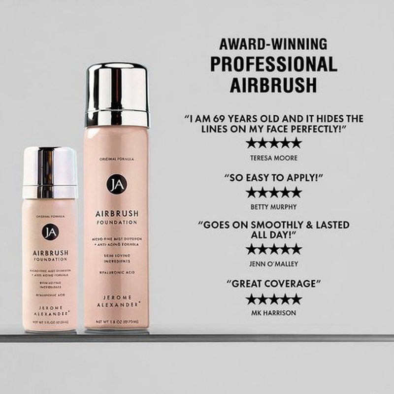 MagicMinerals AirBrush Foundation by Jerome Alexander, Mini Travel Size 1FL Oz, Easy Application Spray Makeup with Anti-aging Ingredients for Smooth Radiant Skin - Light Medium