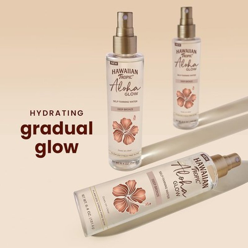 Hawaiian Tropic Aloha Glow Self Tanning Water - Deep Bronze Tan Mist, 6.4oz | Sunless Tanner Spray