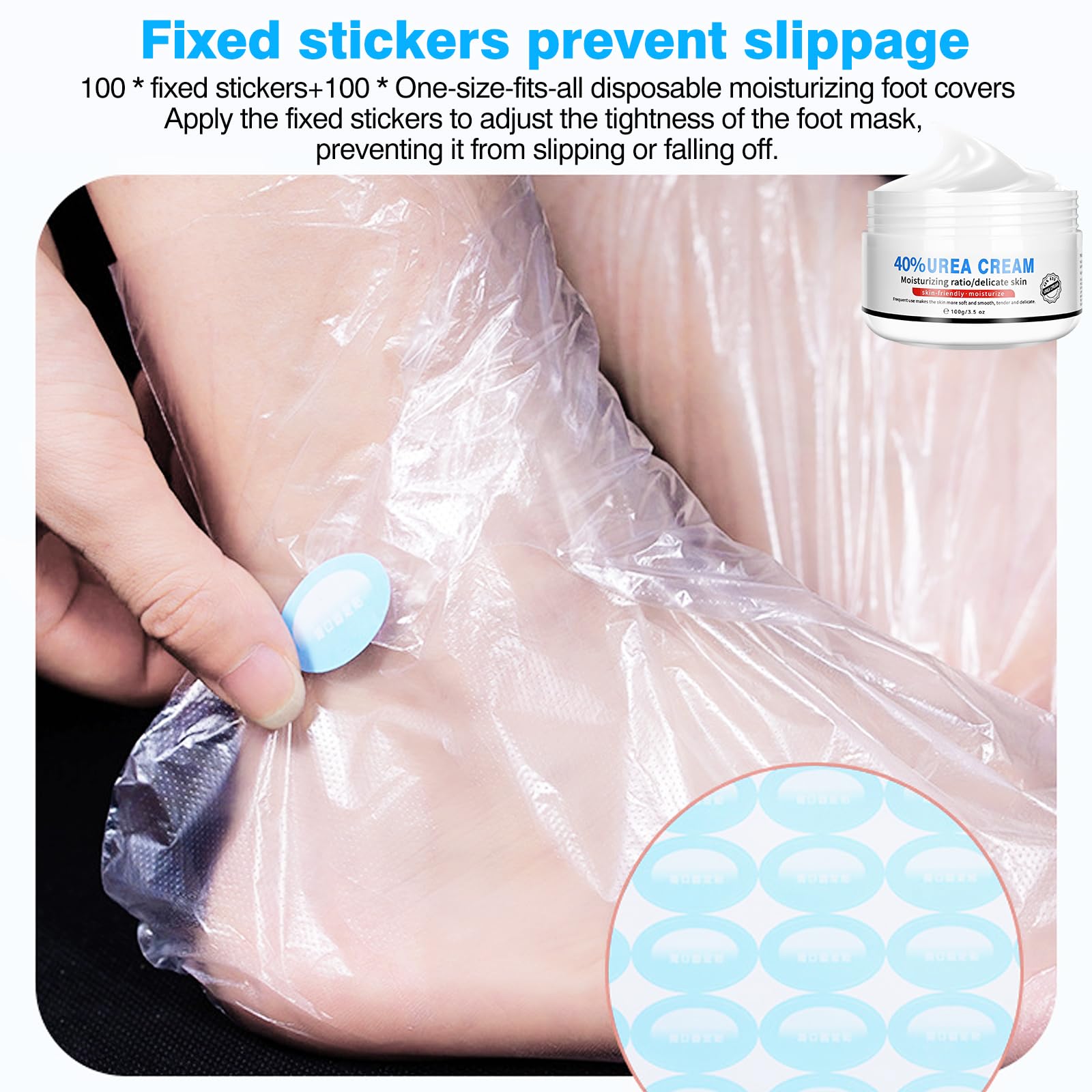 Yunmeng Urea Cream 40 Percent for Feet Maximum Strength, with Foot Mask Covers(50 pairs), Foot Cream for Dry Cracked Heels and Feet, Soft Feel Urea Lotion, 3.5 OZ, Foot Files