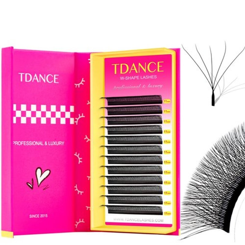 TDANCE YY Lash Extensions Premade Volume Eyelash Fans YY Lashes Matte Black W Lashes Extensions(W-5D-0.07-L,8-15 mm)