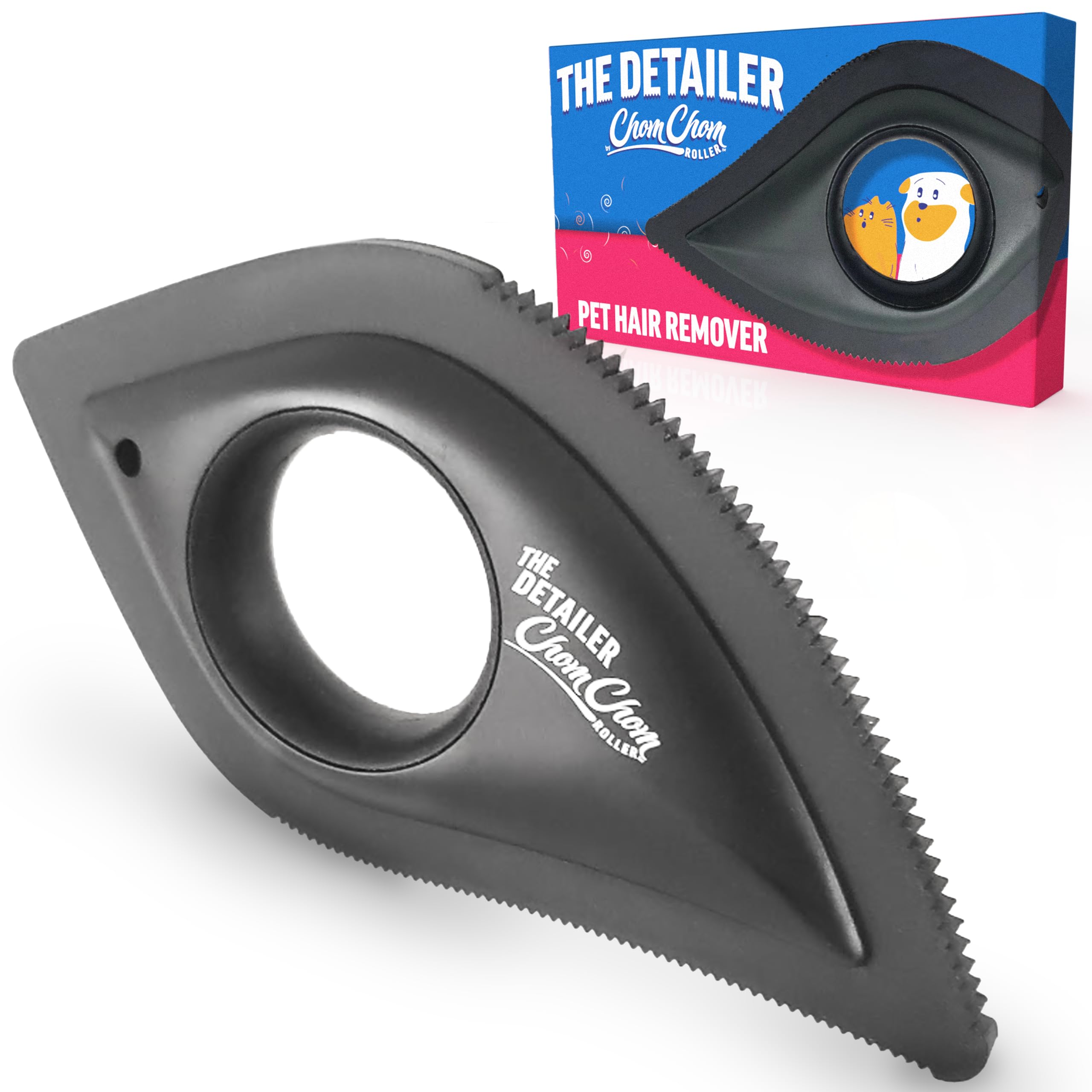 ChomChom Roller Detailer- Scraper for Pet Hair Remover and Lint - Great for CAR - Cat and Dog Hair Remover for Couch, Furniture, Carpet, Clothing and Bedding - Travel Multi-Surface Fur Removal Tool