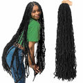 7 Packs 36 Inch Soft Locs Crochet Hair Pre Looped Curly Wavy Distressed Faux Locs for Butterfly Locs Crochet Braids for Black Women (1B, 36 Inch(pack of 7))