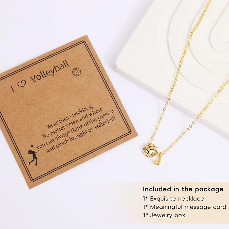 Volleyball Initial Necklace by [Brand Name] - A-Z Letter Design, Perfect Gift for Volleyball Lovers