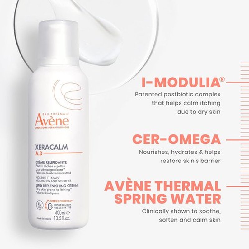 Avène XeraCalm A.D Lipid-Replenishing Cream - Restore Skin Barrier for Eczema & Dry Skin | 6.7 Oz, Fragrance-Free