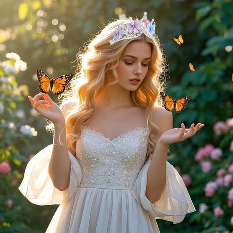 CIEHER Butterfly Queen Crown Fairy Crowns for Women Girls Crystal Tiara Dazzling Tiaras for Costume Cosplay Butterfly Gifts
