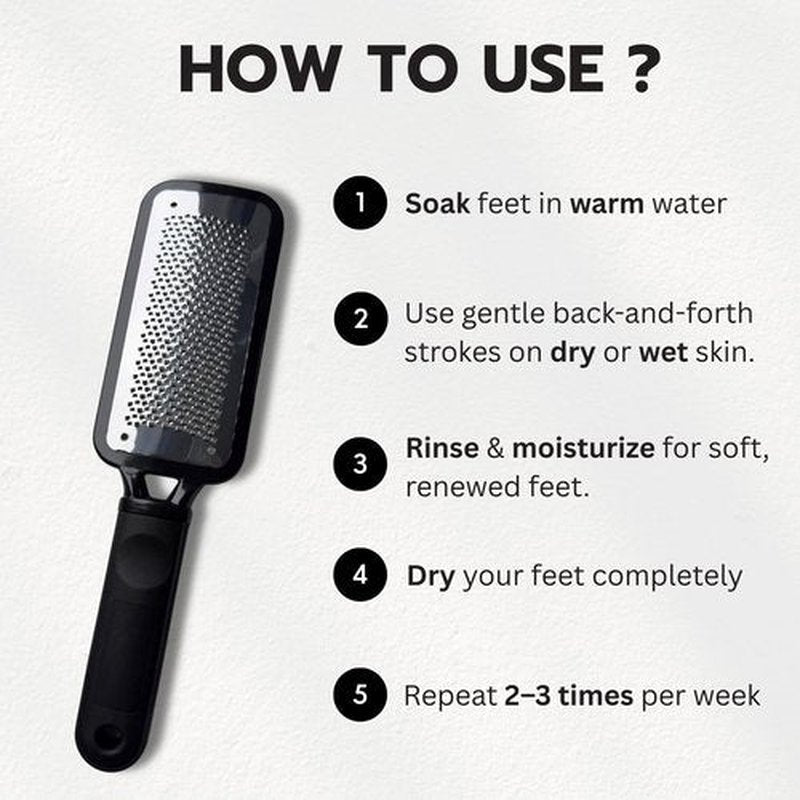 Jaws Podiatry Large Foot File and Callus Remover, Professional Pedicure Rasp for Hard Dry Cracked Skin, Wet Or Dry Use, Ergonomic Lightweight Design, Silver Black