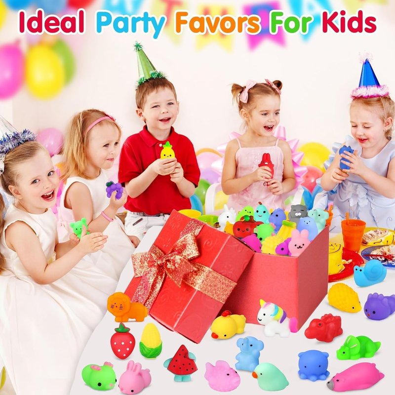 Yunaking 130PCS Mochi Squishies - Kawaii Stress Relief Fidget Toys for Kids | Perfect Party Favors & Classroom Prizes
